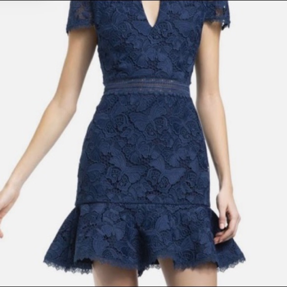 Alice & Olivia Classic Navy Fit and Flare Mini